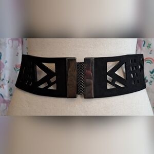 EUC Sass & Bide Black Suede Business Casual Everyday Goth Moto Indie Belt SZ 40